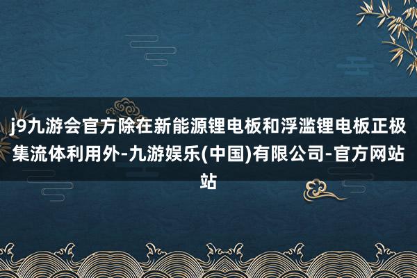 j9九游会官方除在新能源锂电板和浮滥锂电板正极集流体利用外-九游娱乐(中国)有限公司-官方网站